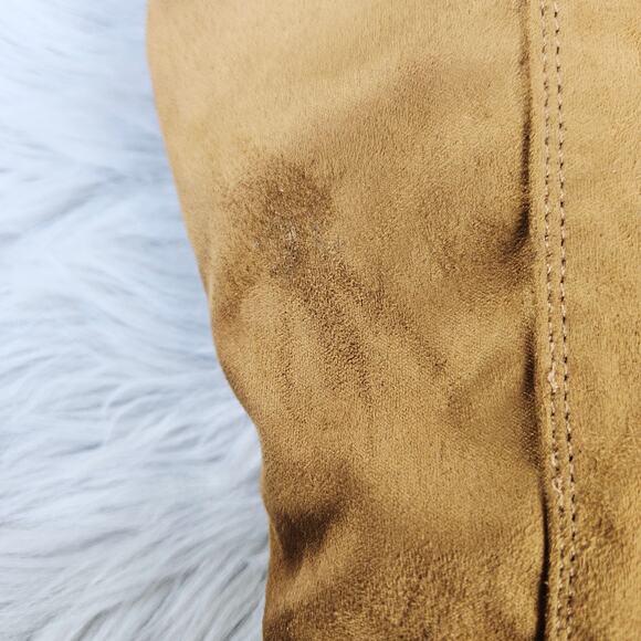 Cherish Lyndsy-11 Suede Knee High Boots Brown Block Heel Western Pointed Toe 5.5 - Picture 13 of 15